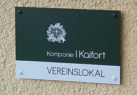 Das Kaiforter Vereinslokalschild an der Bürgerklause
